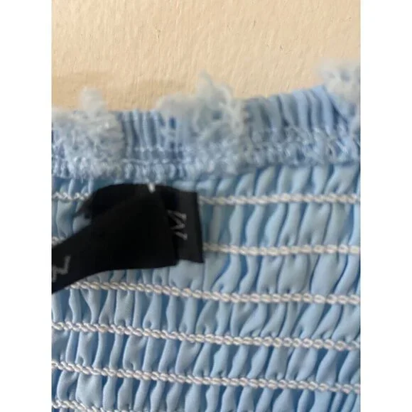 NWT Tecrew Women's Blue Chiffon Short Sleeve Dress - Medium - Picture 4 of 13